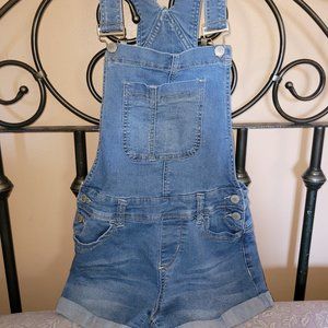 Denim overall shorts, size 5